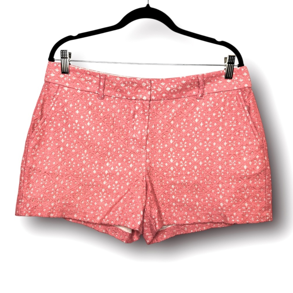 LOFT Size 10 Coral Pink Lace Overlay Dainty Feminine 4 Inch Dressy Summer Shorts